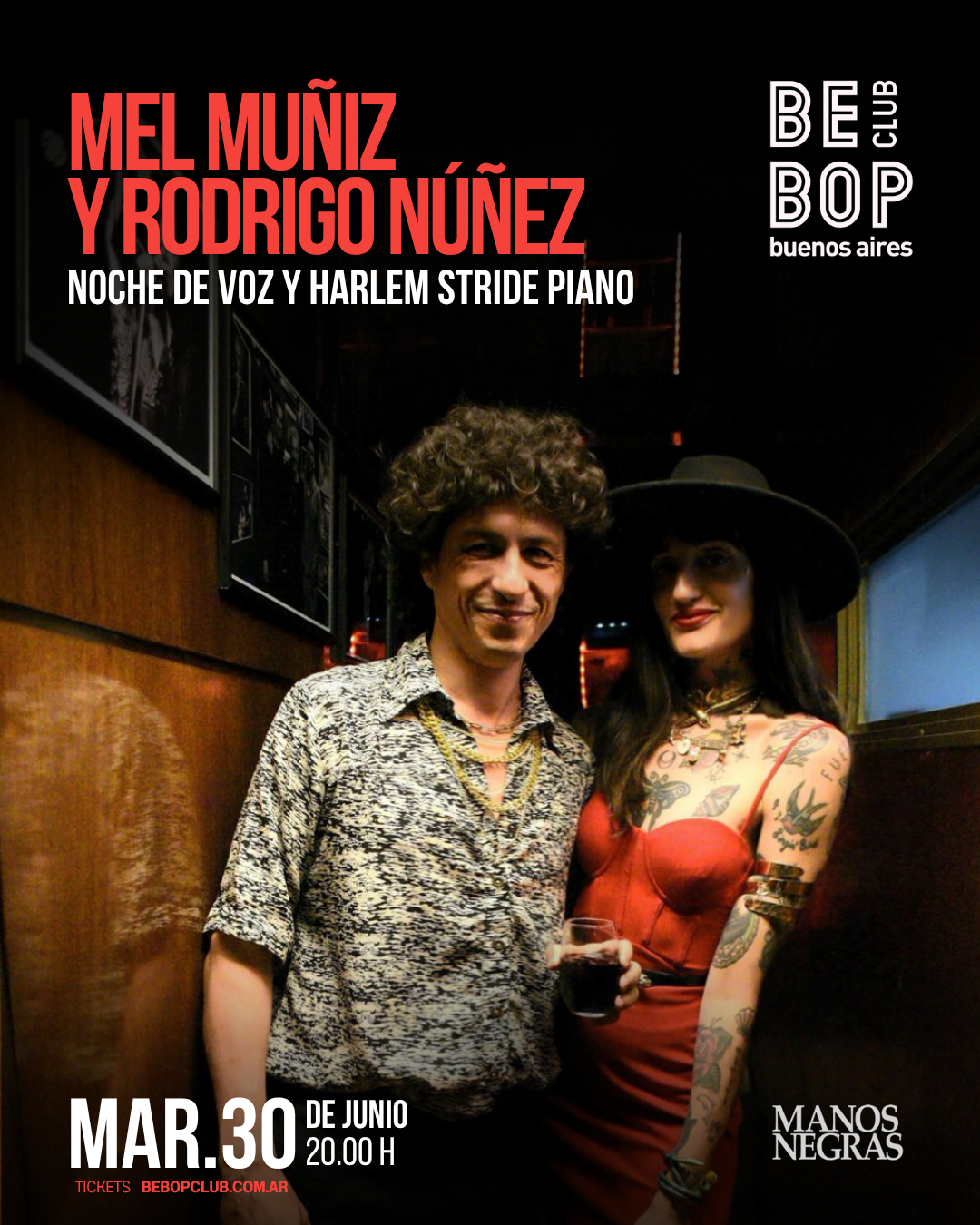 Mel Muñiz y Rodrigo Núñez | Noche de Voz y Harlem Stride Piano | 30/06/2026