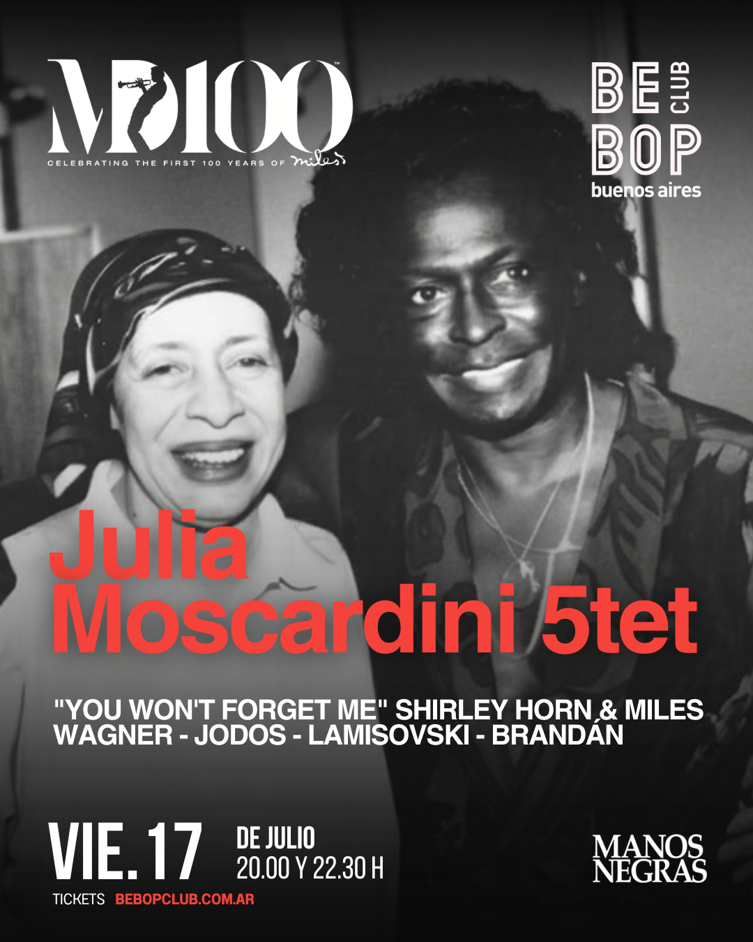 Julia Moscardini 5tet | "You Won't Forget Me", Shirley Horn & Miles | Wagner - Jodos - Lamisovski – Brandán | 17/07/2026